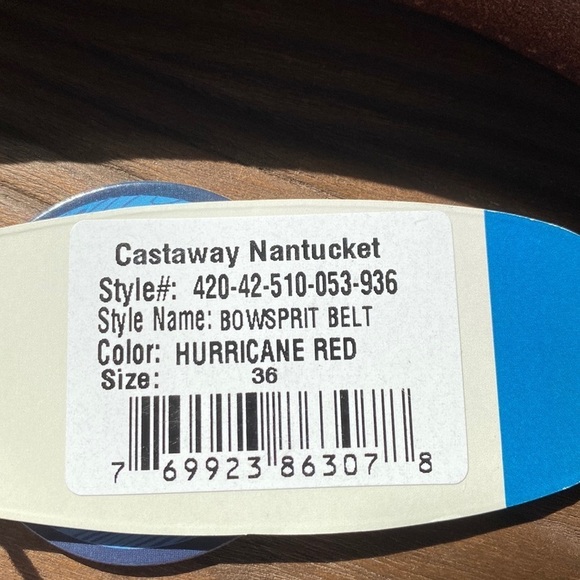 CASTAWAY Nantucket Men’s Nautical Belt- Bowsprit Hurricane Red (Pink) Sz… - Picture 2 of 7